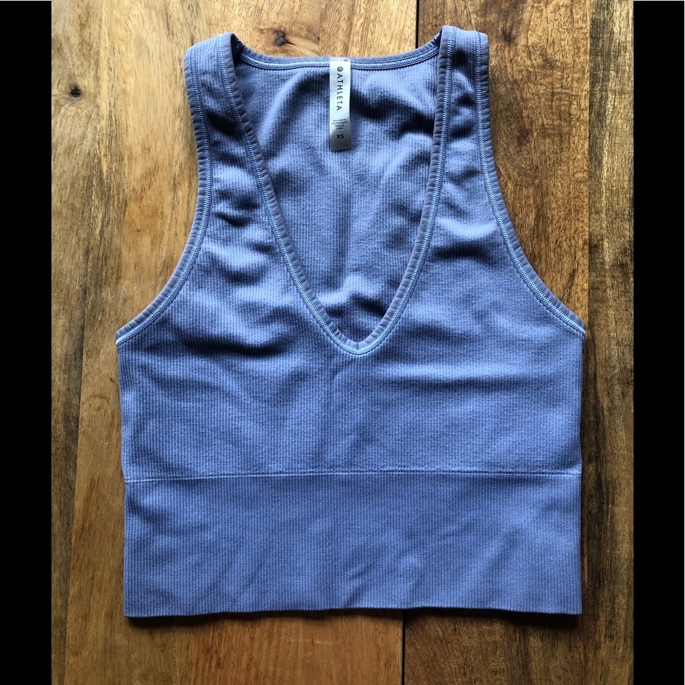 Athleta Aurora Crop Rib Tank Periwinkle able XS